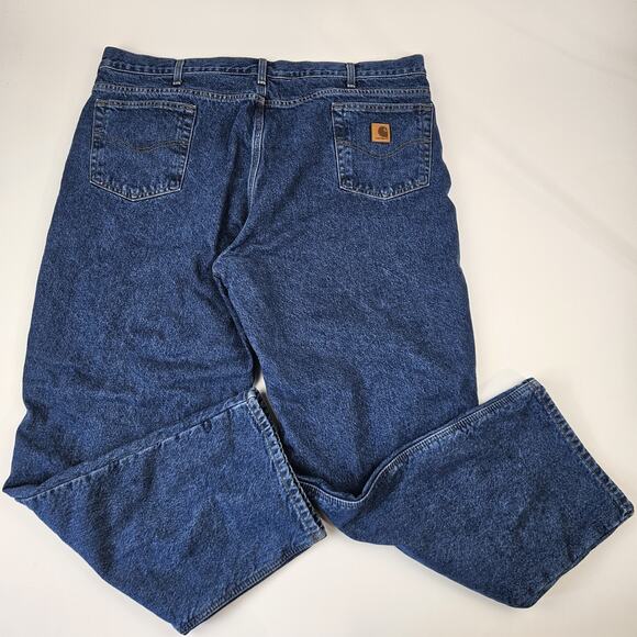 Carhartt Flannel Lined Jeans Mens 44x32 Relaxed Fit Denim Straight Workwear B172 - Picture 5 of 10